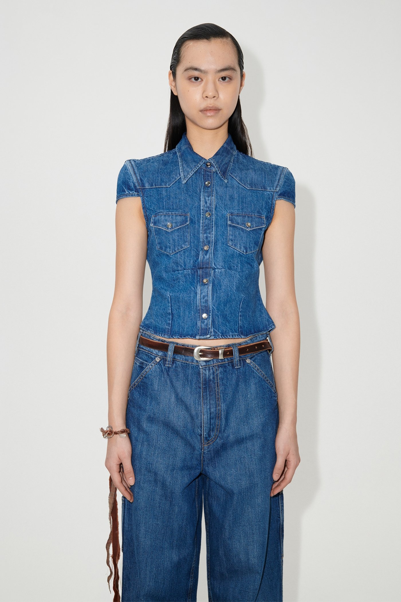 Daisy Shirt Shortsleeve Western Blue Denim - 6