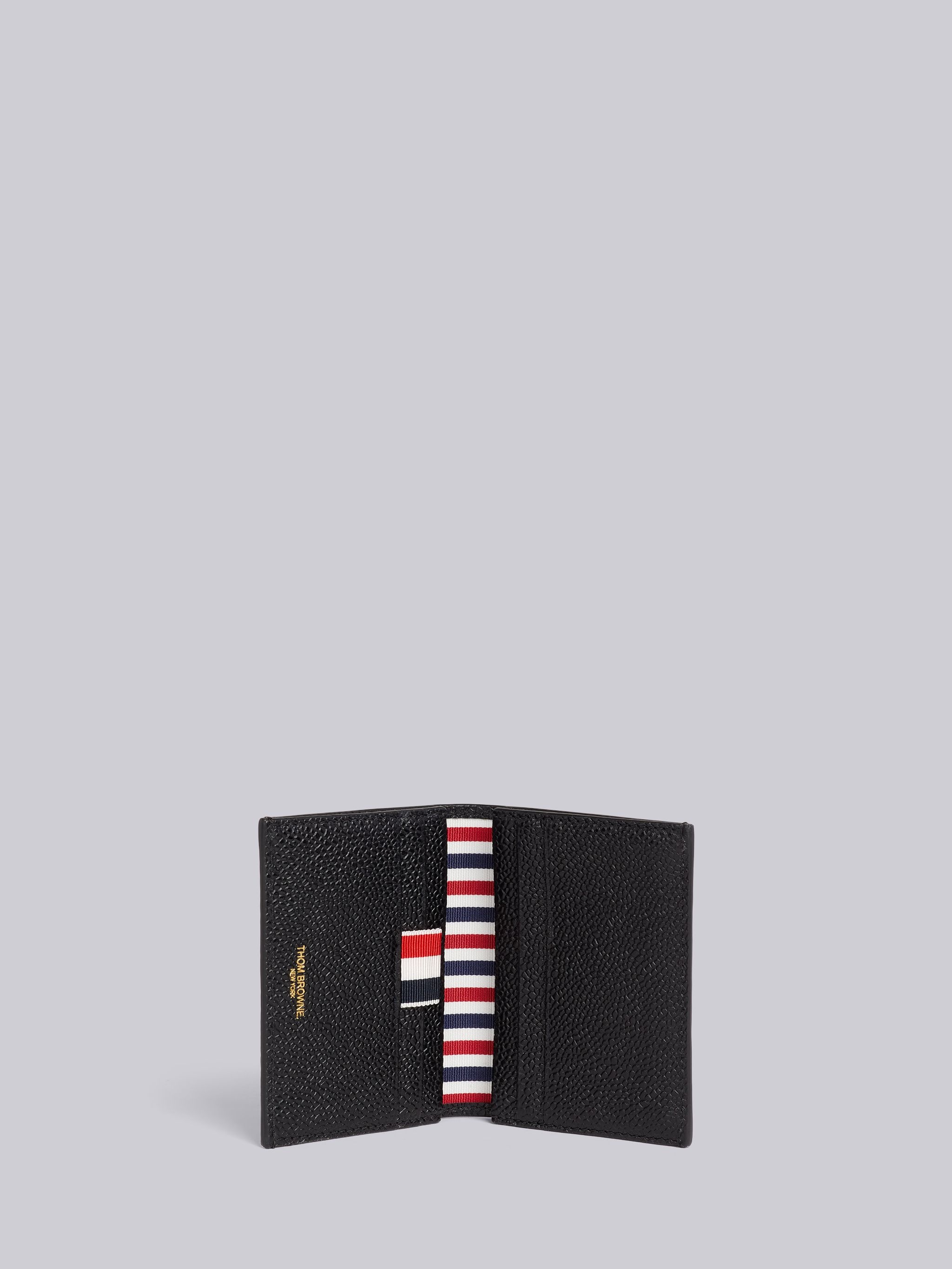 Black Pebble Grain Leather Bow Detail Double Card Holder - 3