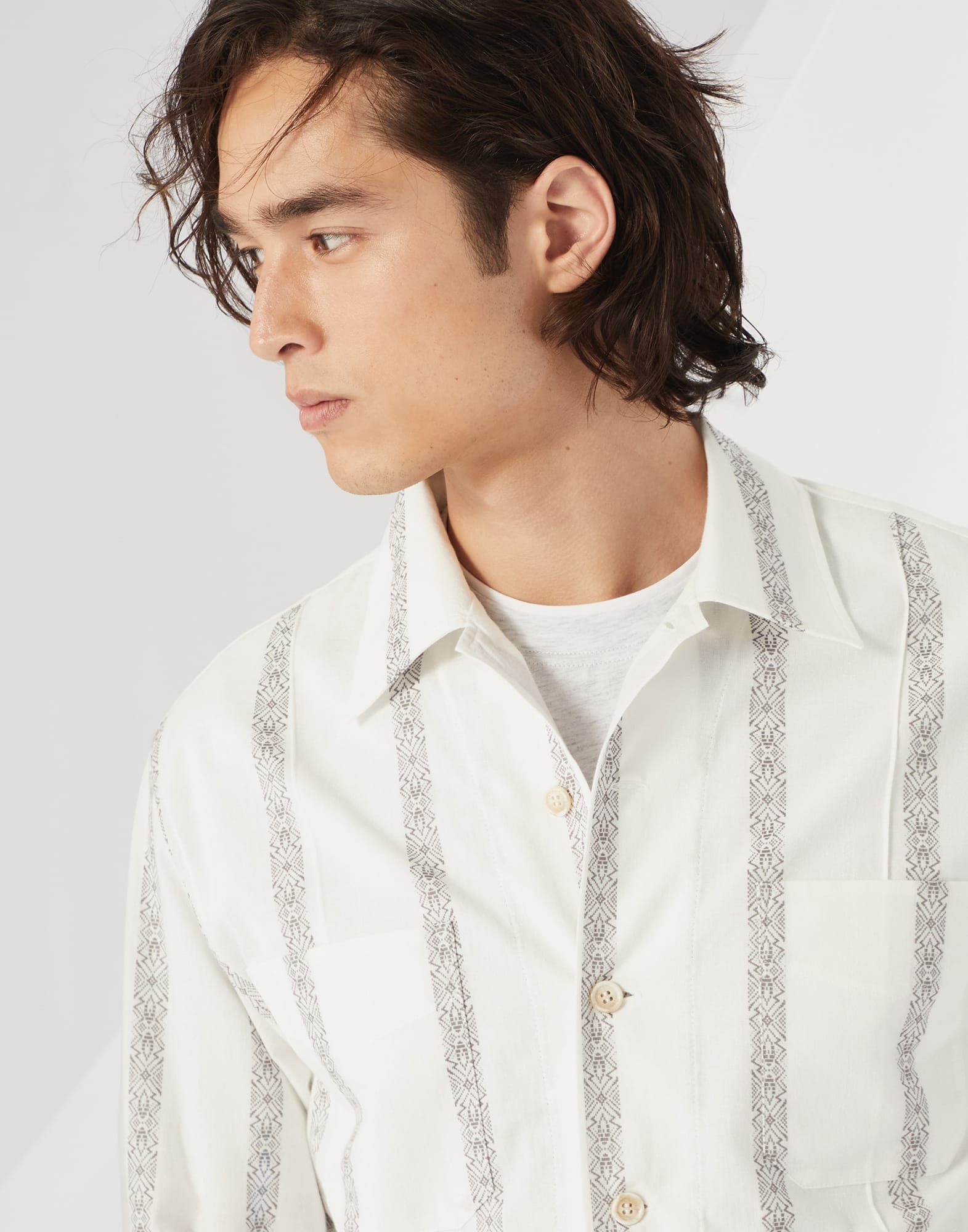 Jacquard stripe easy fit guayabera - 3