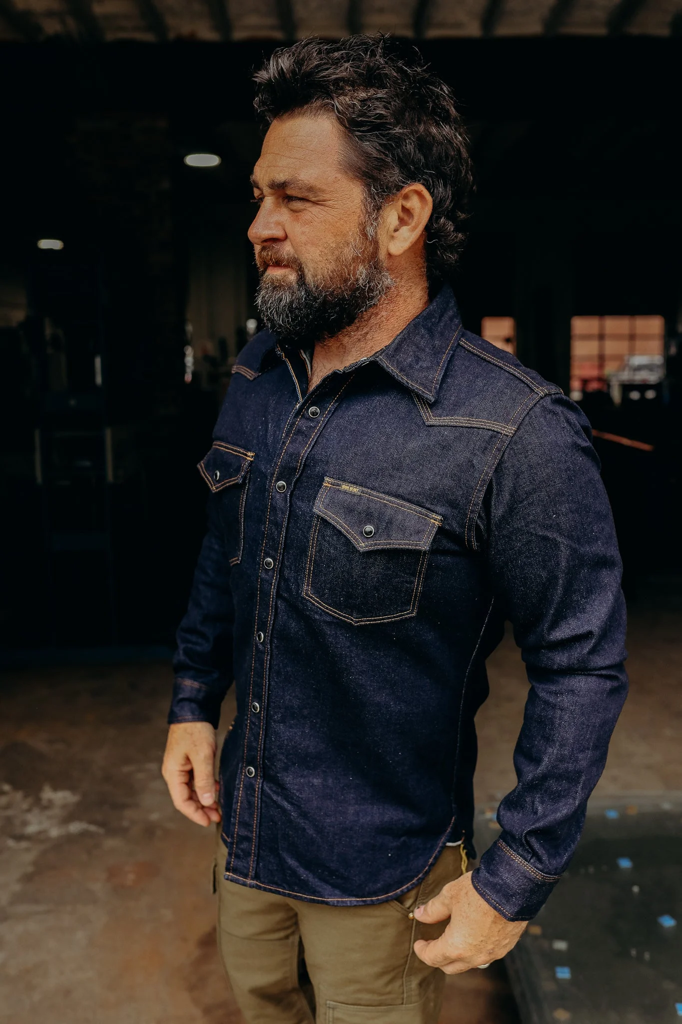 12OZ SELVEDGE DENIM WESTERN SHIRT - INDIGO IHSH-33-IND - 1