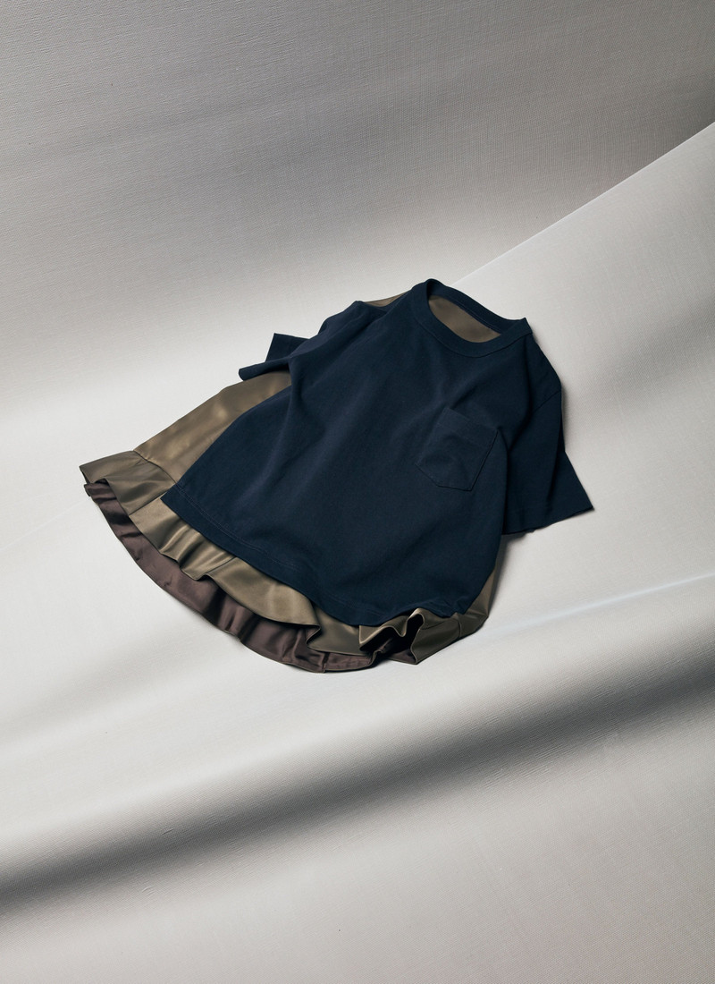 sacai Nylon Twill x Cotton Jersey T-Shirt outlook