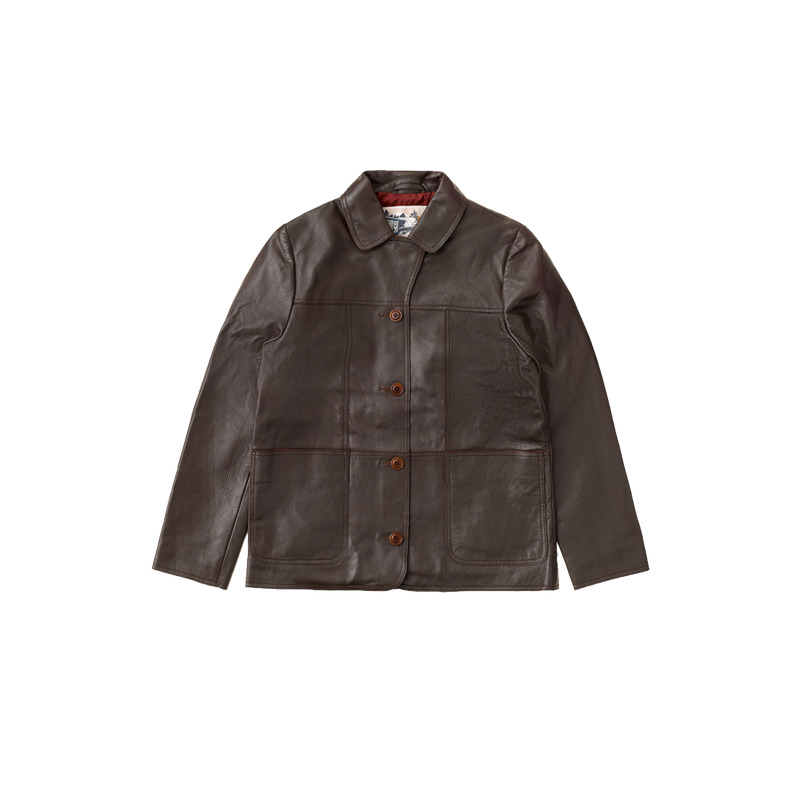 Saga Leather Blazer Dark Brown - 10