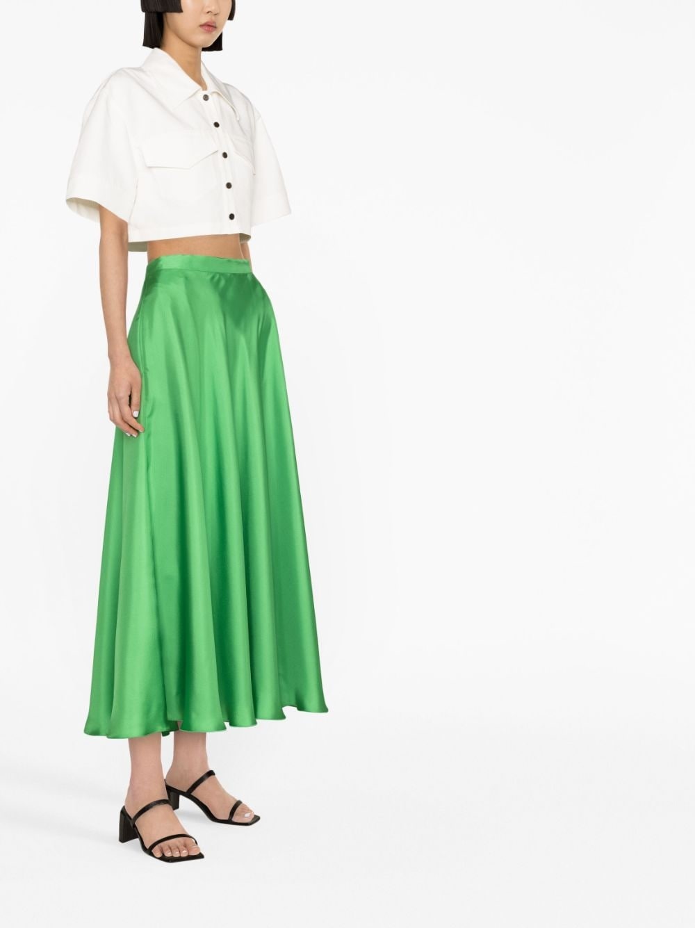 high-waisted drape-detail skirt - 4