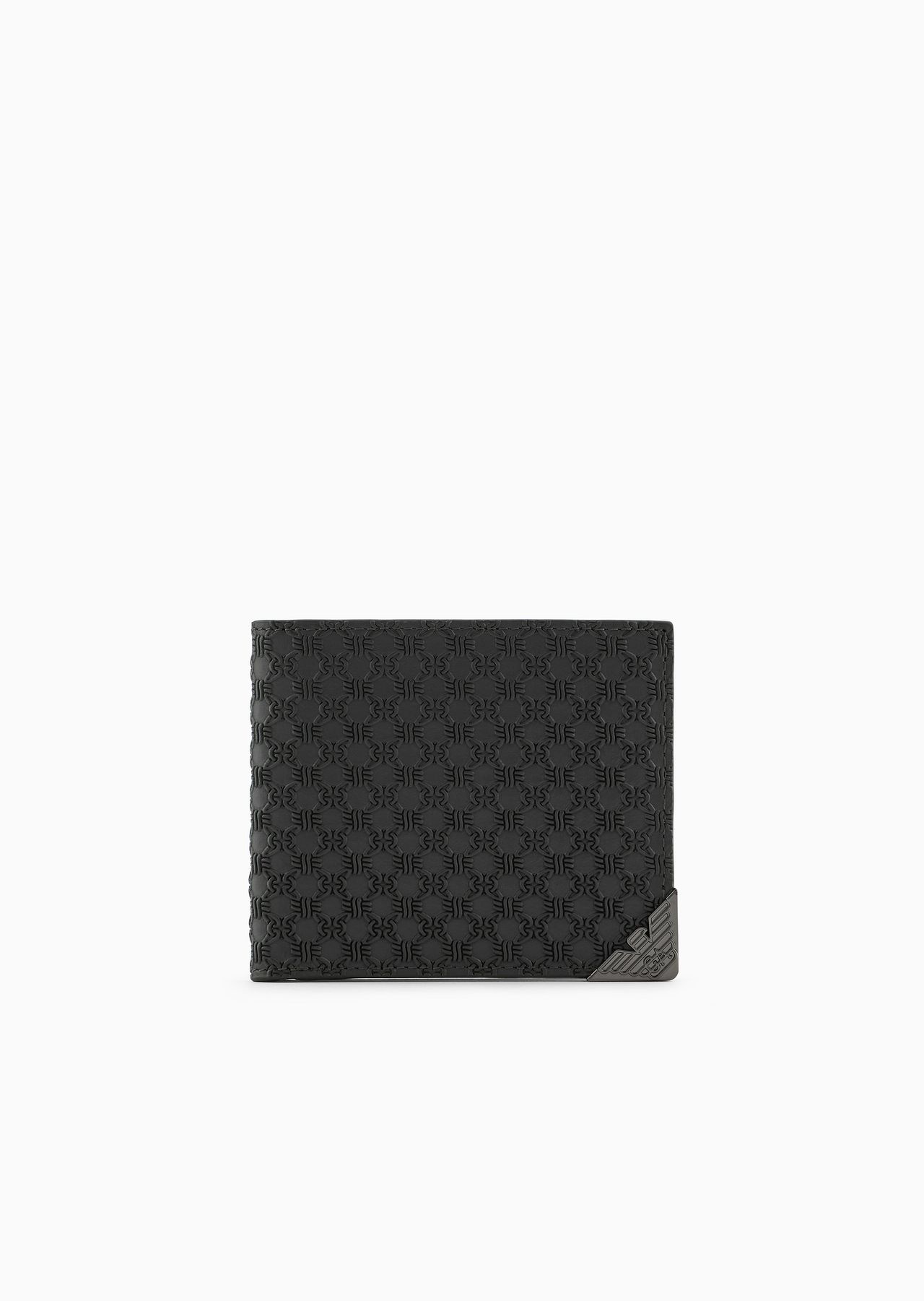 Leather coin-pocket wallet with all-over embossed pattern - 1