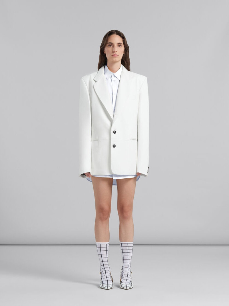 Marni WHITE NAPPA LEATHER OVERSIZED BLAZER outlook