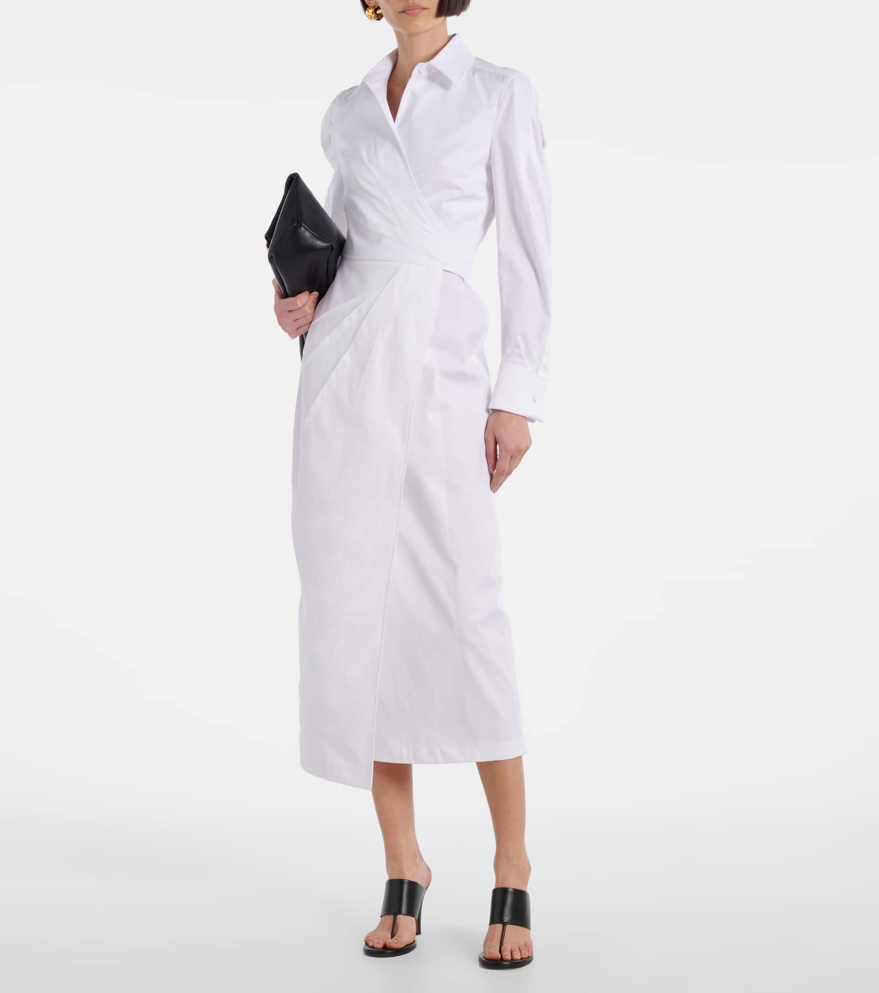 Cotton-blend twill wrap dress - 2