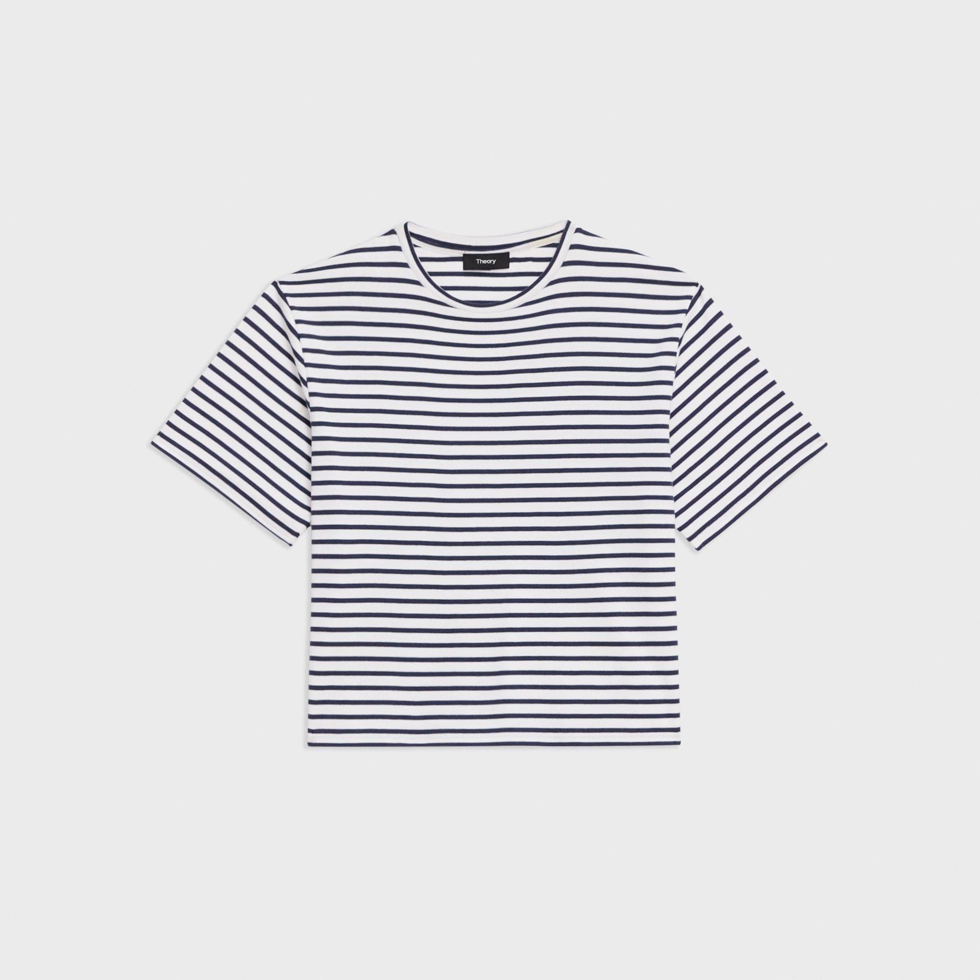 Boxy Tee in Striped Cotton Jersey - 1