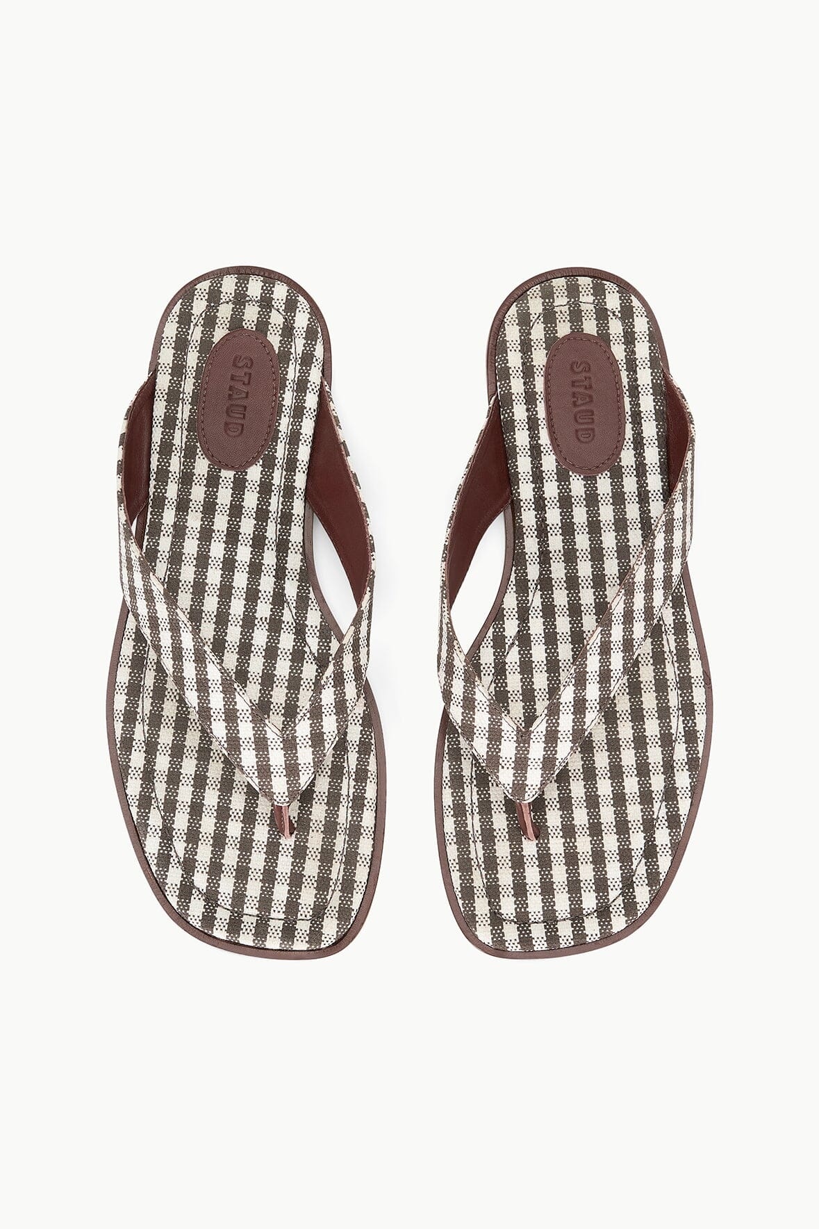 STAUD DANTE THONG DARK CHOCOLATE MICRO CHECK - 5