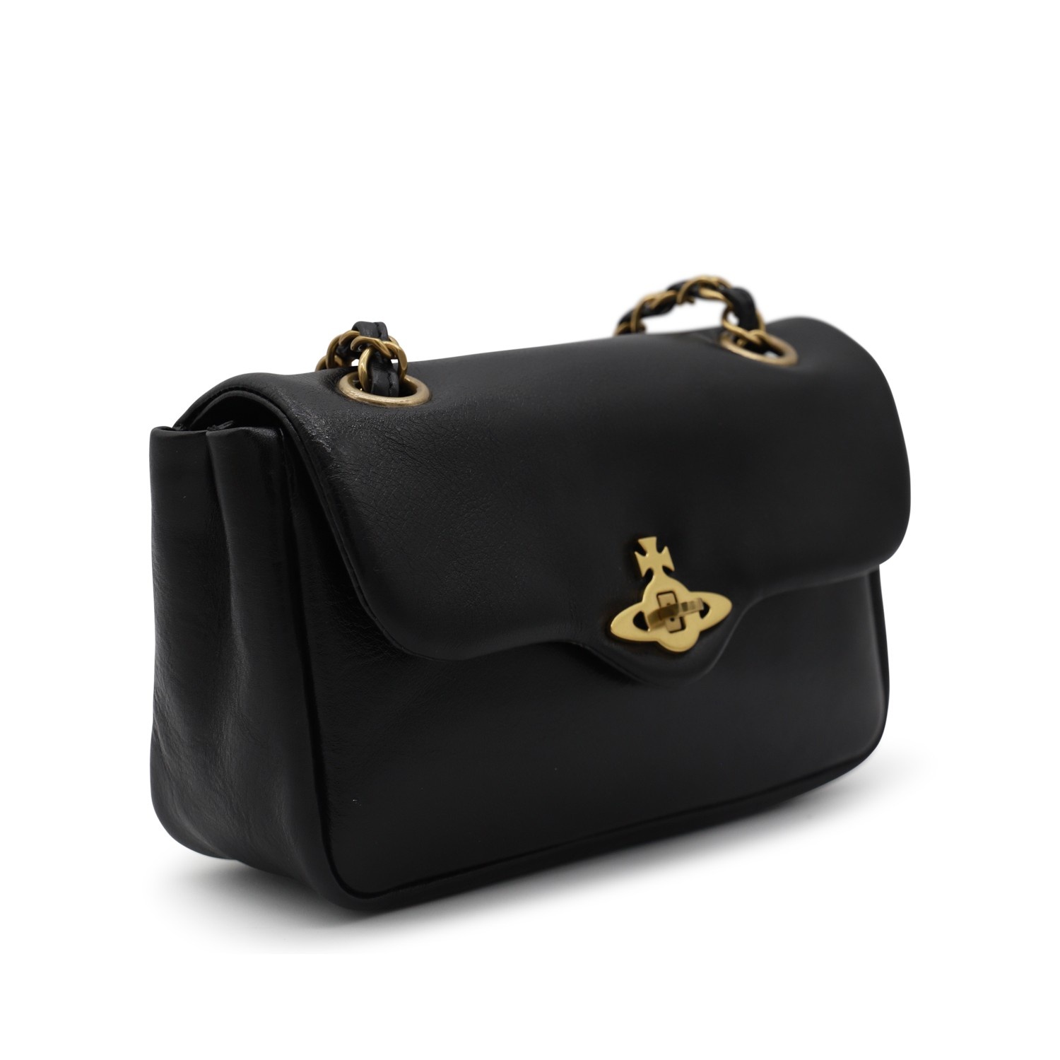 BLACK LEATHER SHOULDER BAG - 2