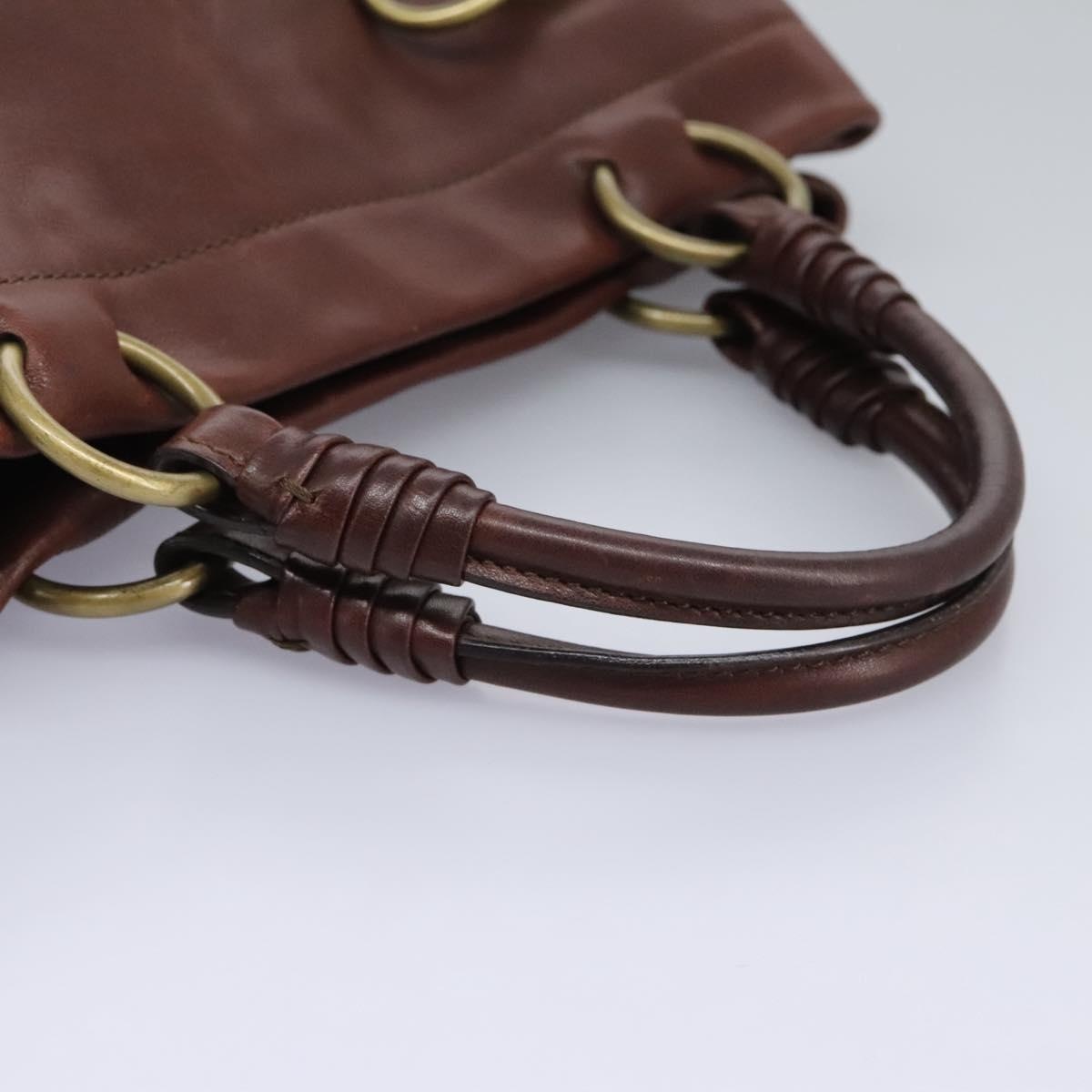 CELINE Hand Bag Leather Brown Gold - 7