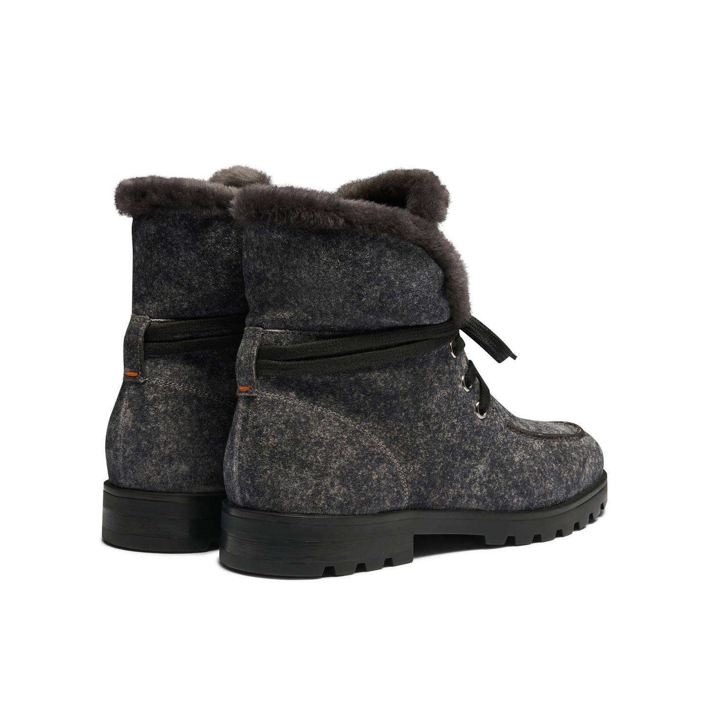 Women's grey suede ankle boot with fur - 3