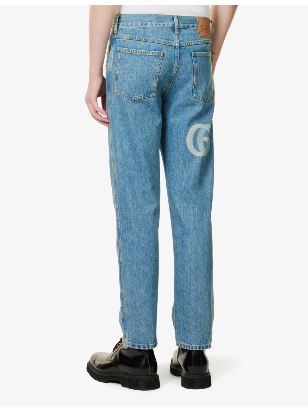 Cropped straight-leg mid-rise denim jeans - 4