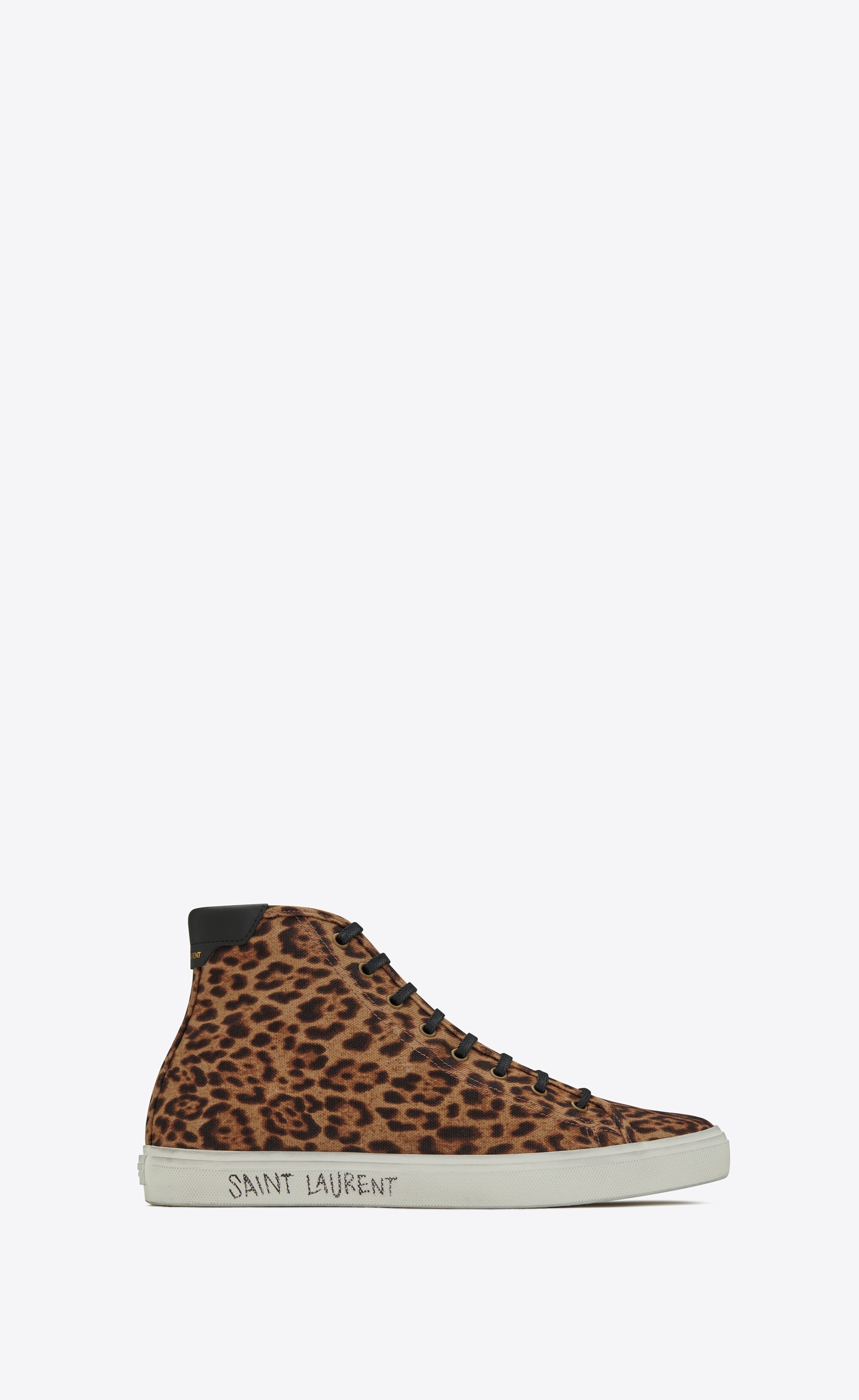 malibu mid-top sneakers in leopard-print canvas and leather - 2