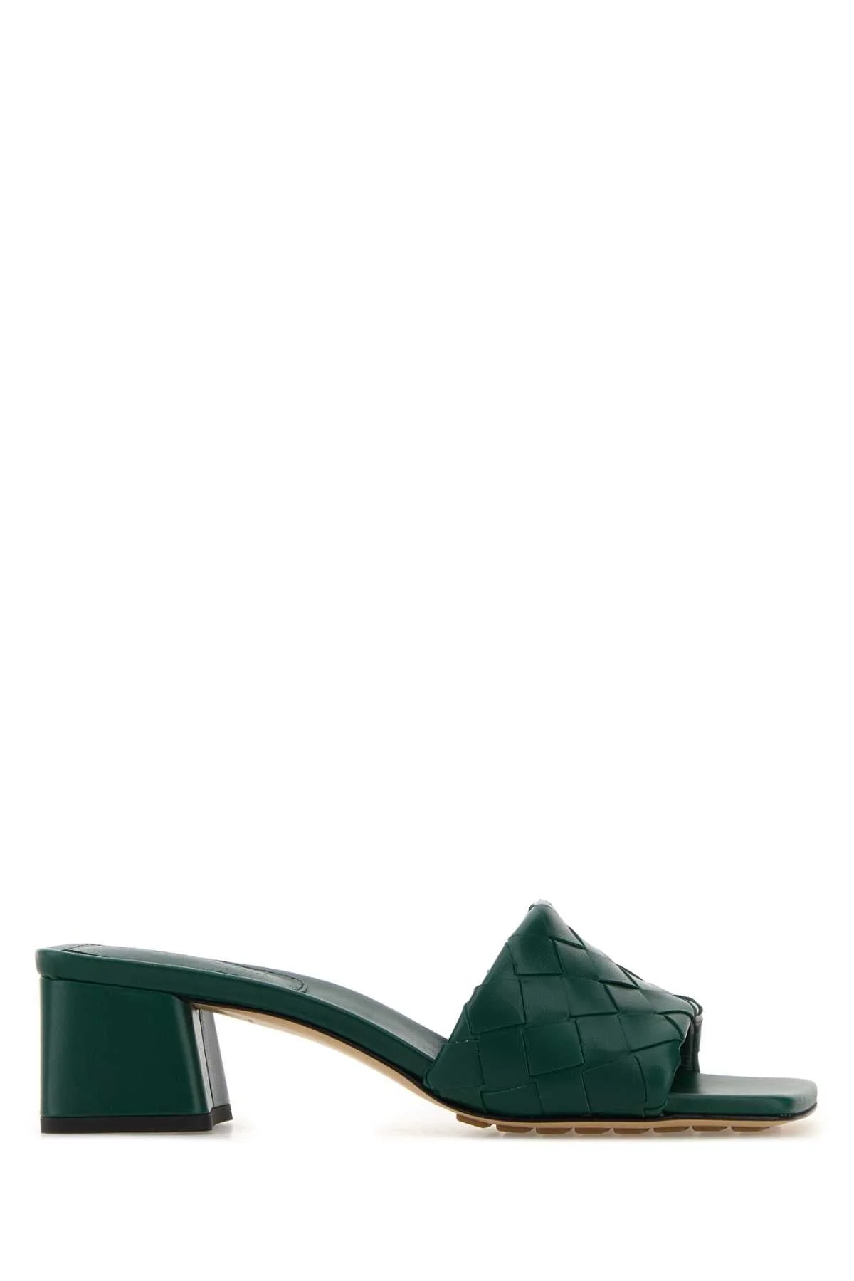 Bottega Veneta Women Emerald Green Leather Parco Mules - 1