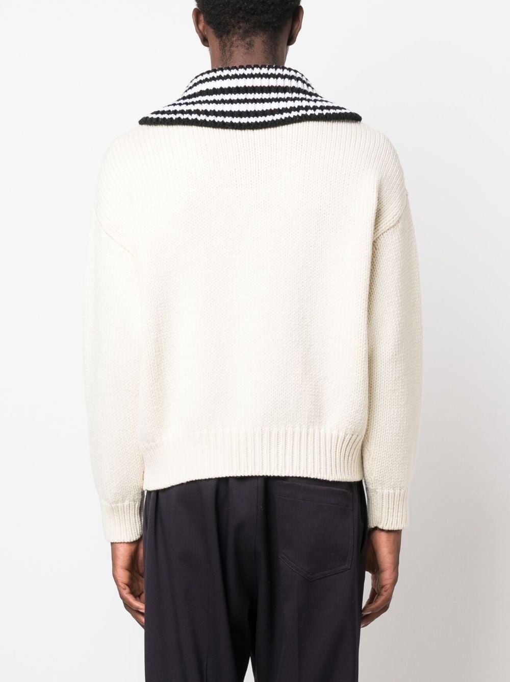contrasting-collar ribbed jumper - 4