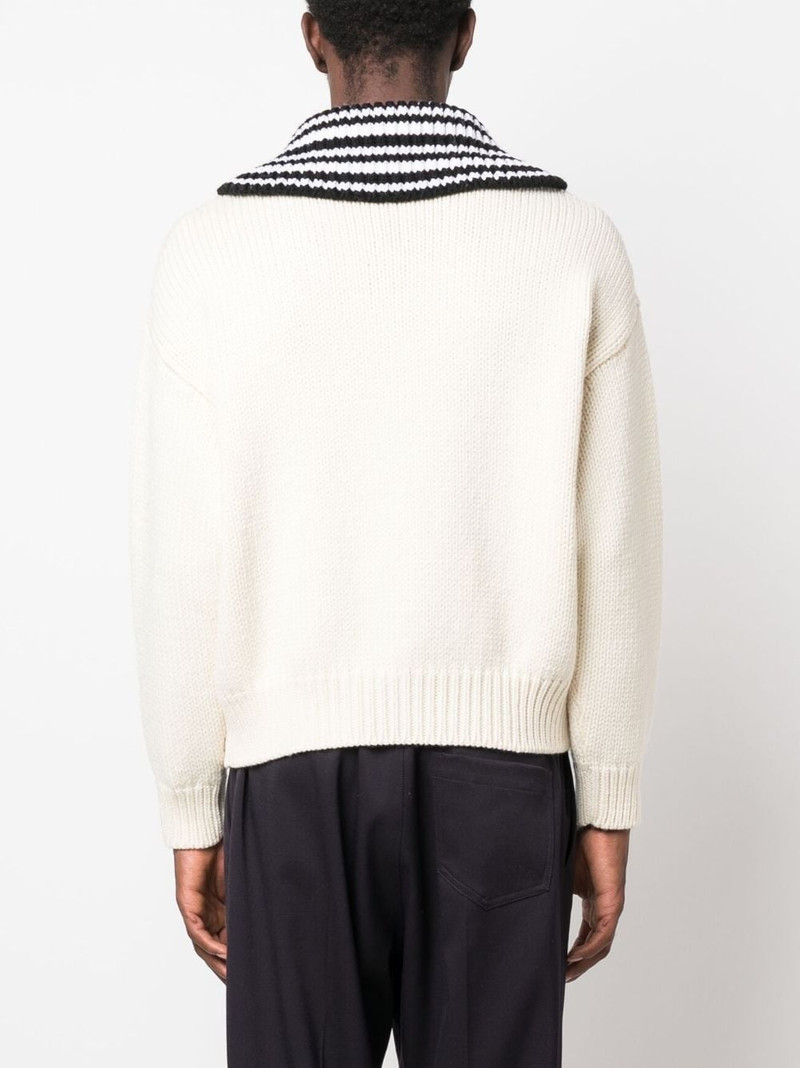 contrasting-collar ribbed jumper 4