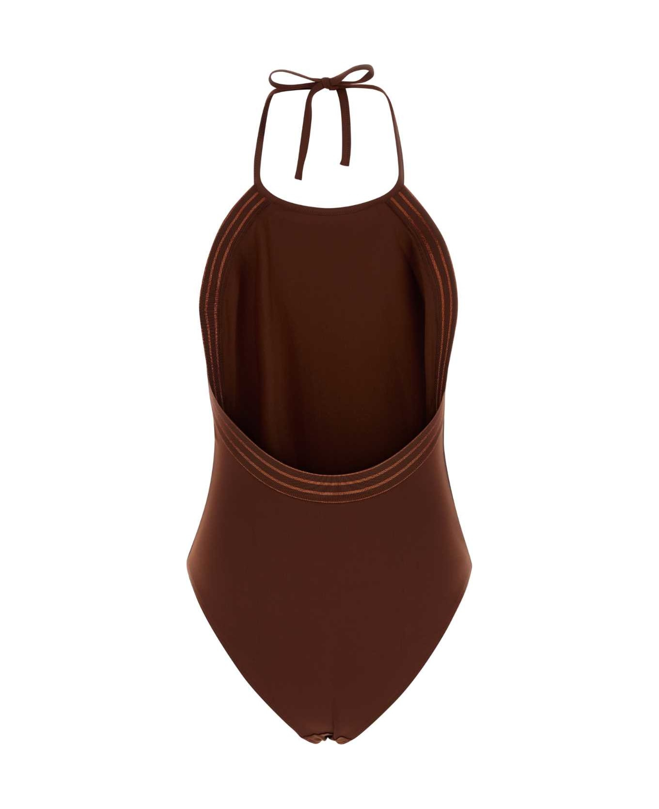 Brown Stretch Nylon Numero Swimsuit - 2