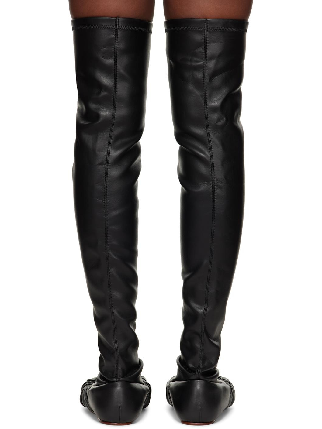 Black Overknee Ballerina Tall Boots - 2