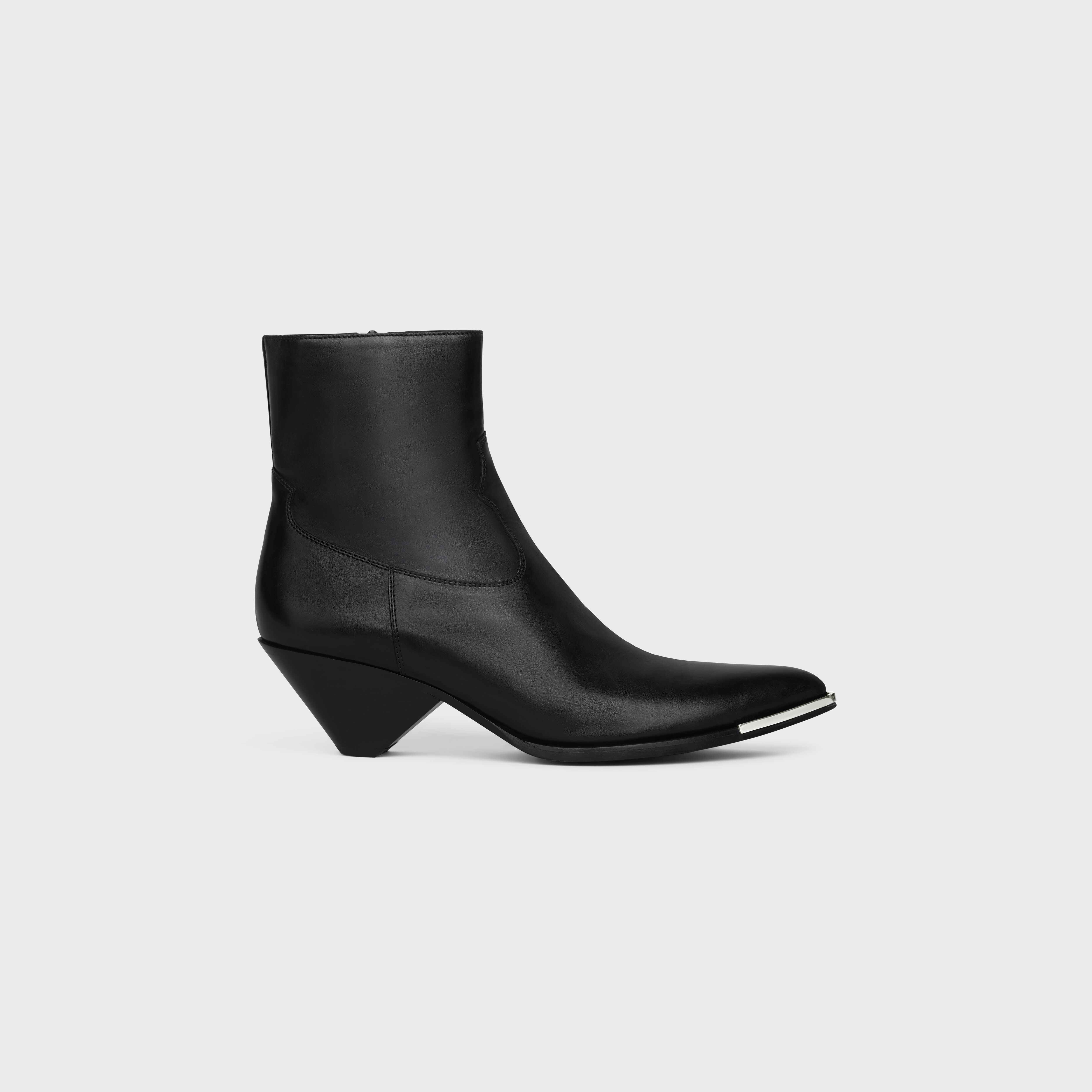 ZIPPED CONIQUE BOOT WITH METAL TOE in SHINY CALFSKIN - 1