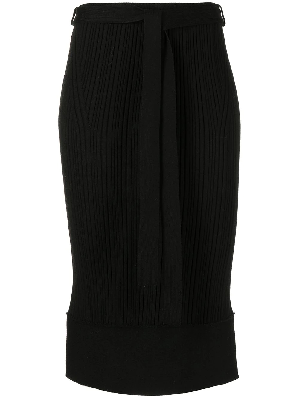 ribbed-knit tied-waist skirt - 1