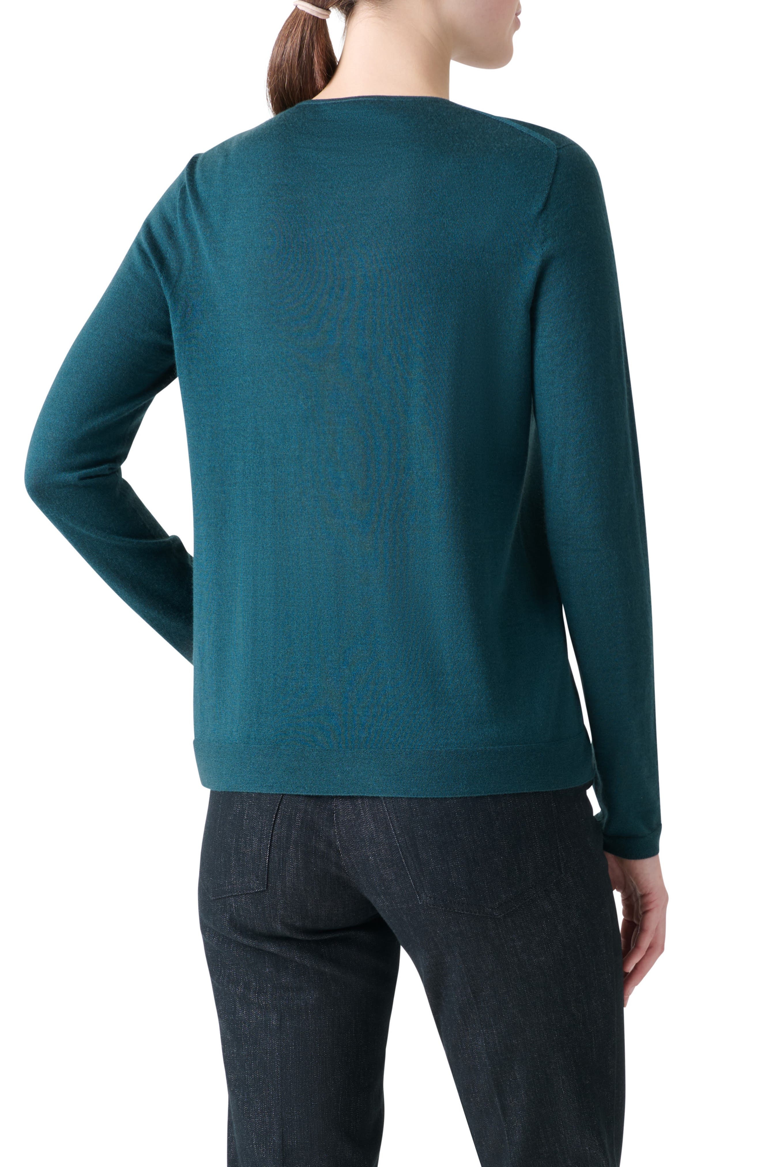 Akris Fine Guage Cashmere & Silk Crewneck Sweater in River Green at Nordstrom - 2