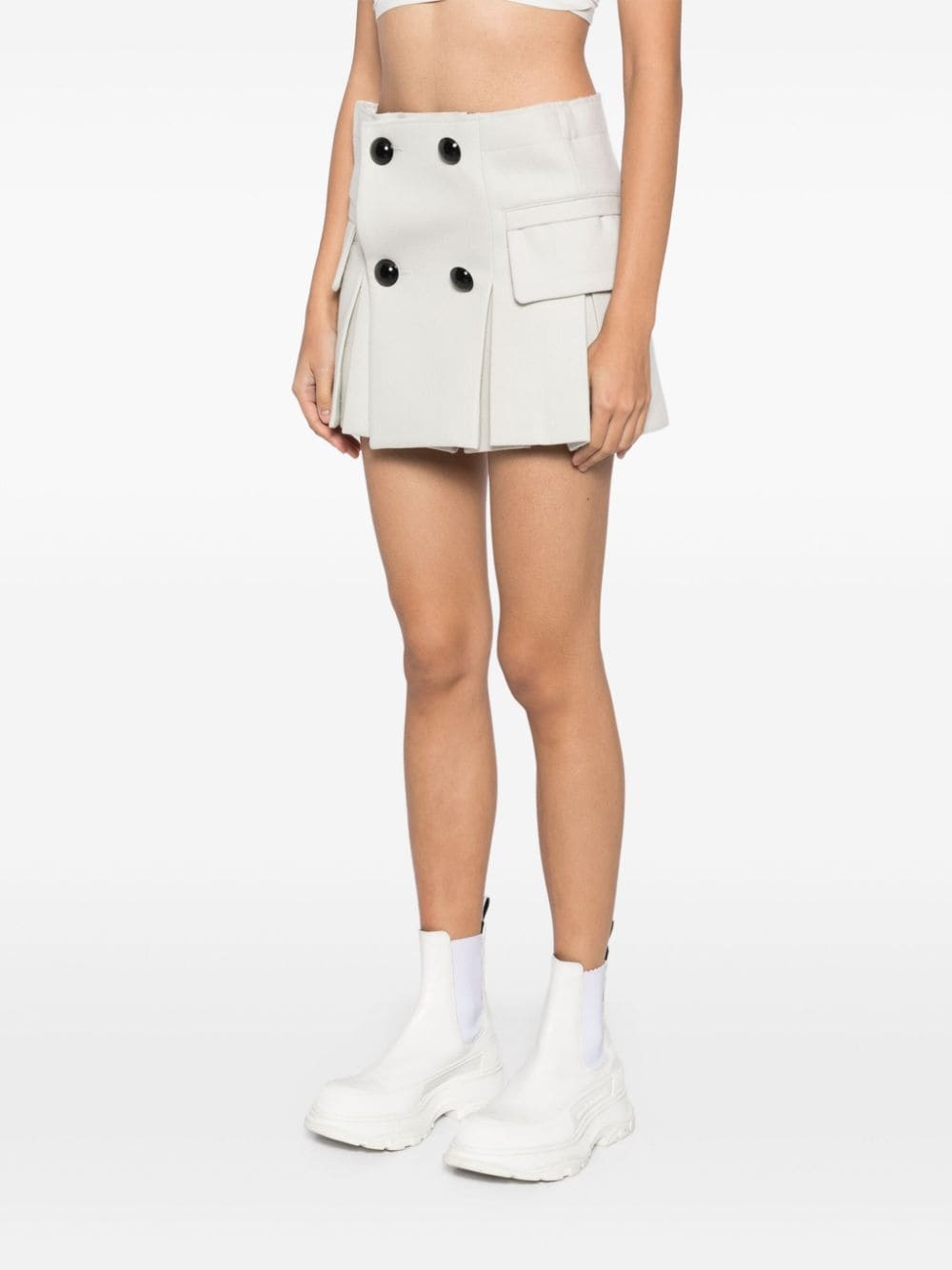 double breast button wool short - 6