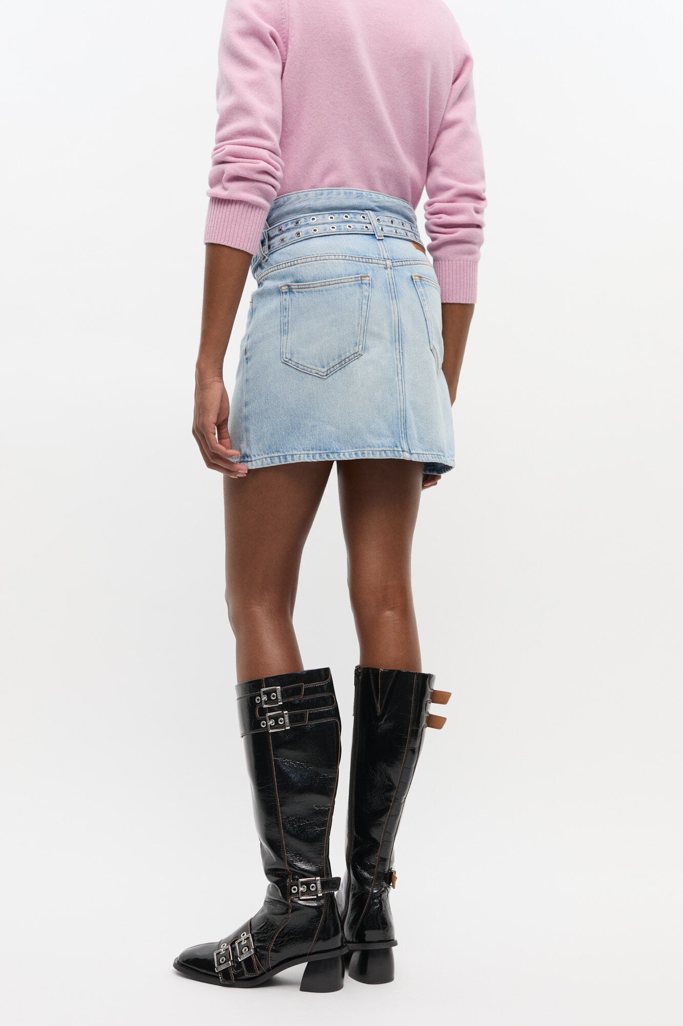 LIGHT BLUE DENIM MINI SKIRT - 4