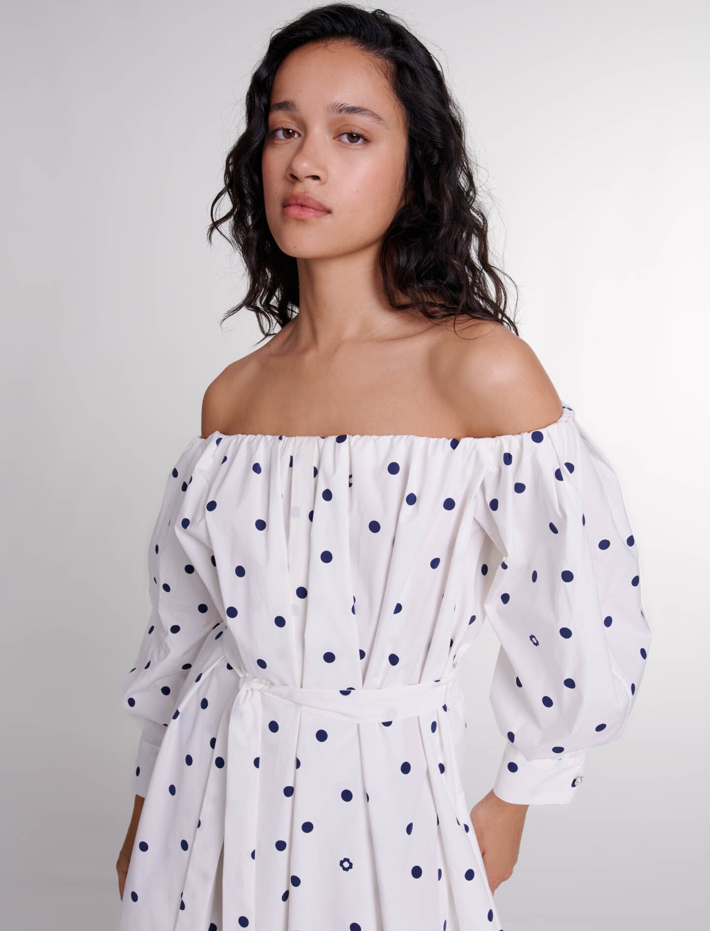Shirt dress with bardot neckline - 6