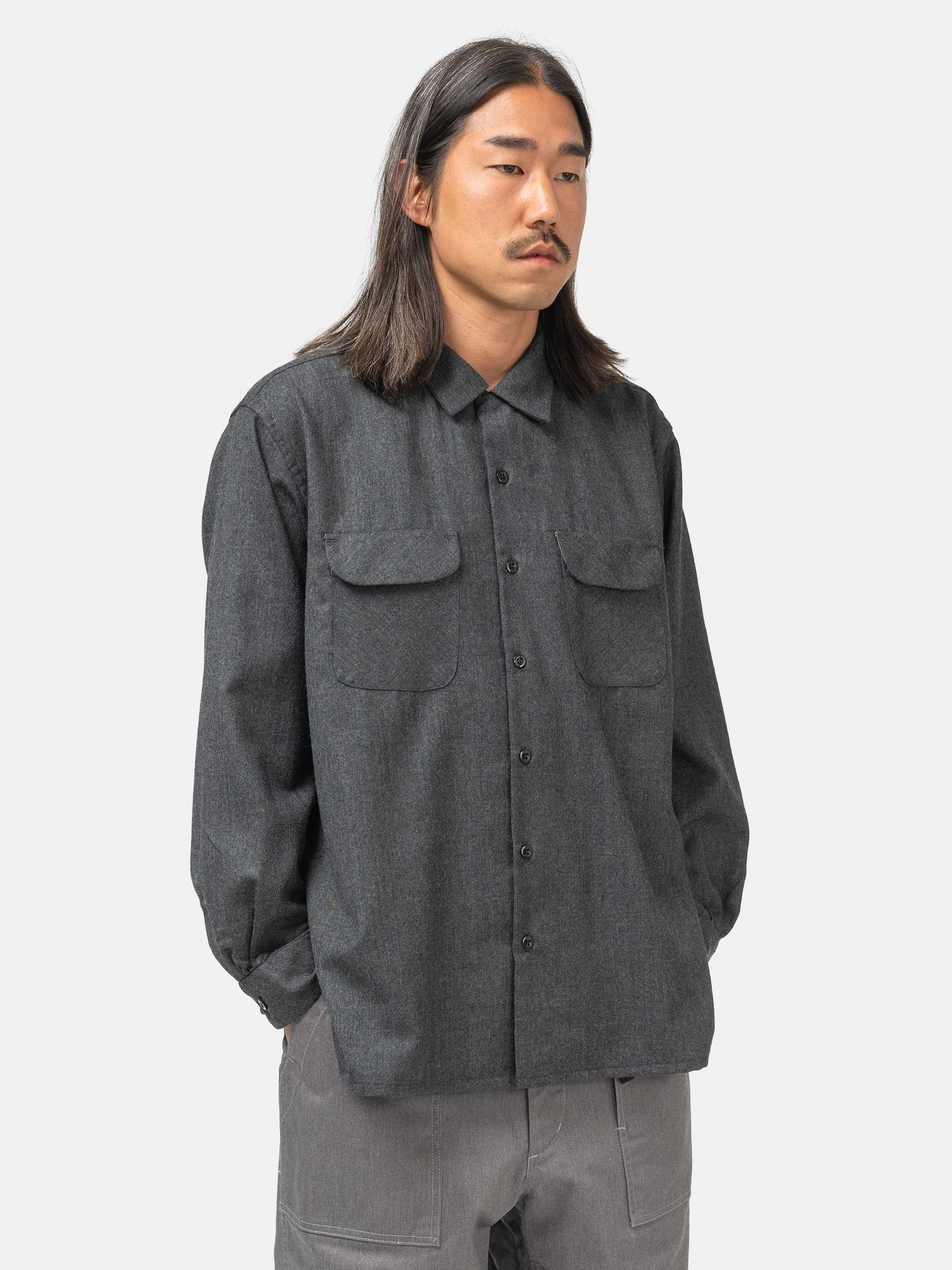 Classic Shirt Worsted Wool Charcoal - 3