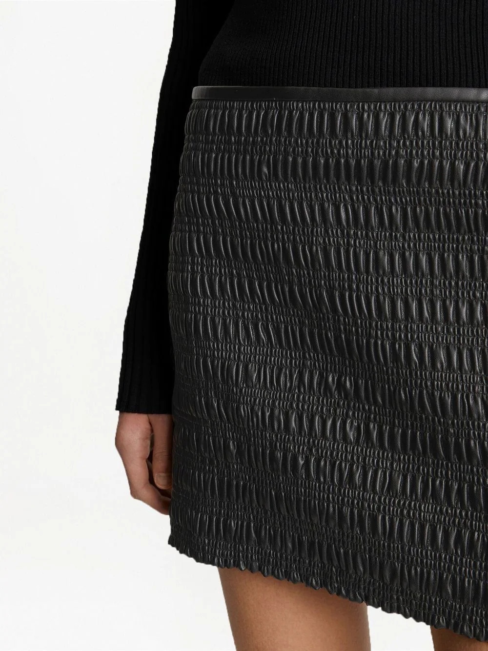 faux-leather smocked miniskirt - 5
