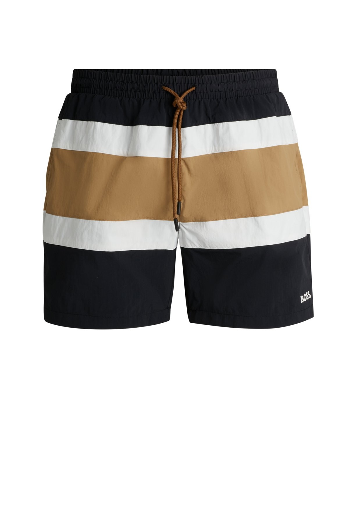 QUICK-DRY SWIM SHORTS WITH BLOCK STRIPES - 1