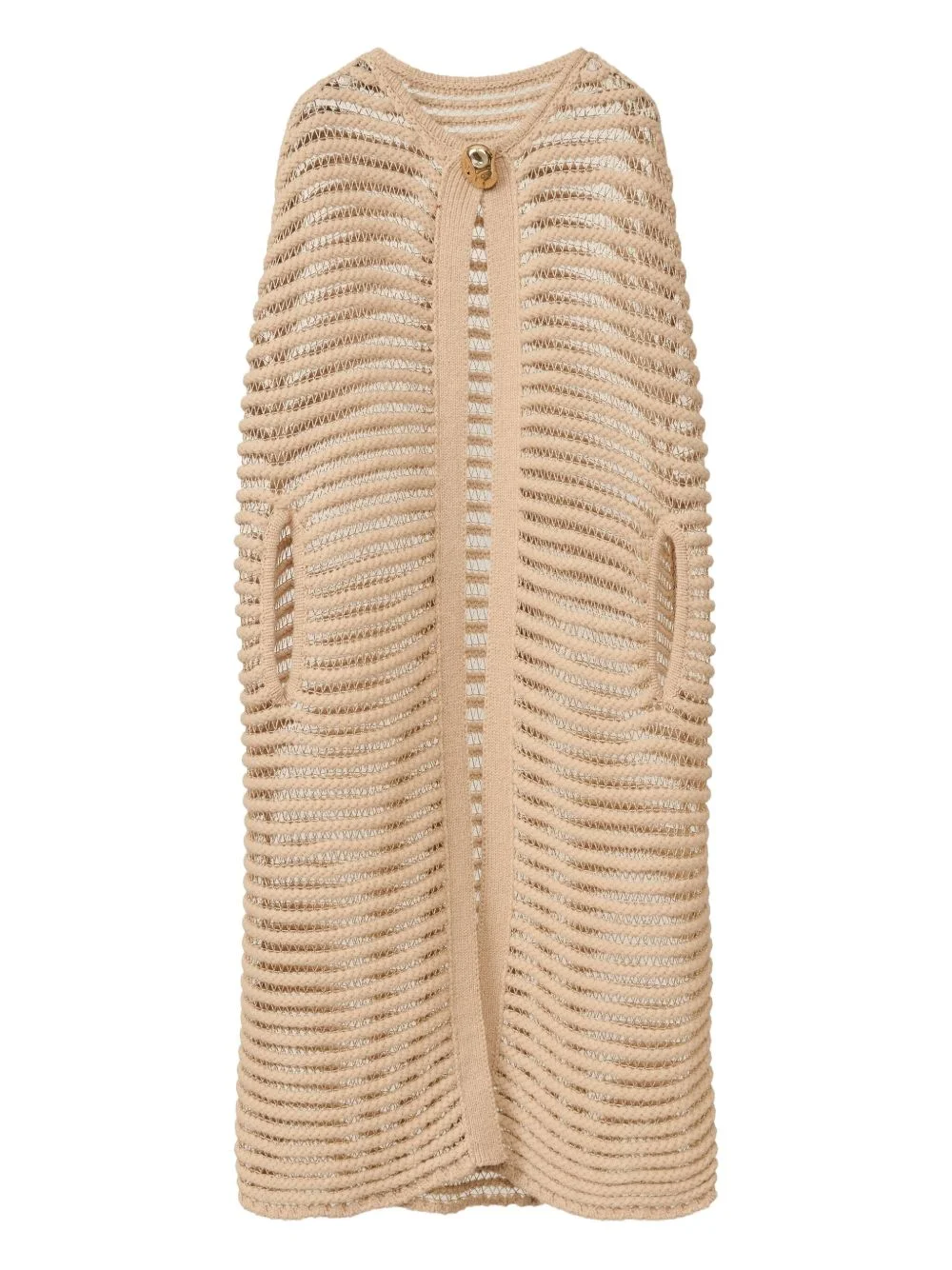 lurex-detail open-knit cape - 1