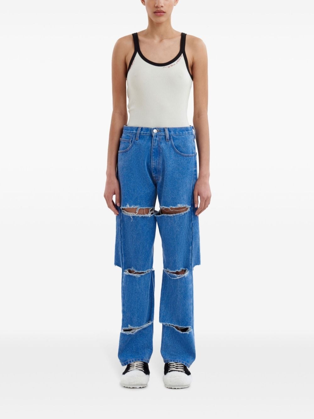 cur-out cotton jeans - 3