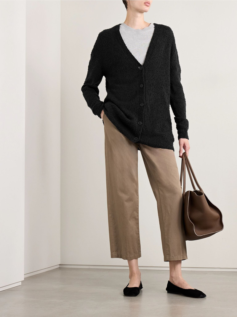 The Row Krystal cotton-bouclé cardigan Charcoal outlook