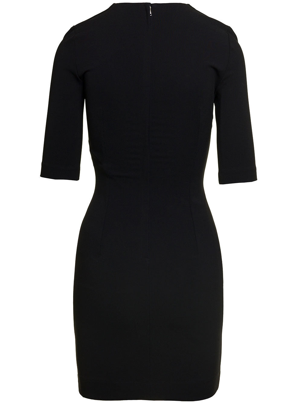 Dolce & Gabbana Women Black Mini Dress With Short Sleeves And Neckline Detail In Viscose Blend Woman - 2