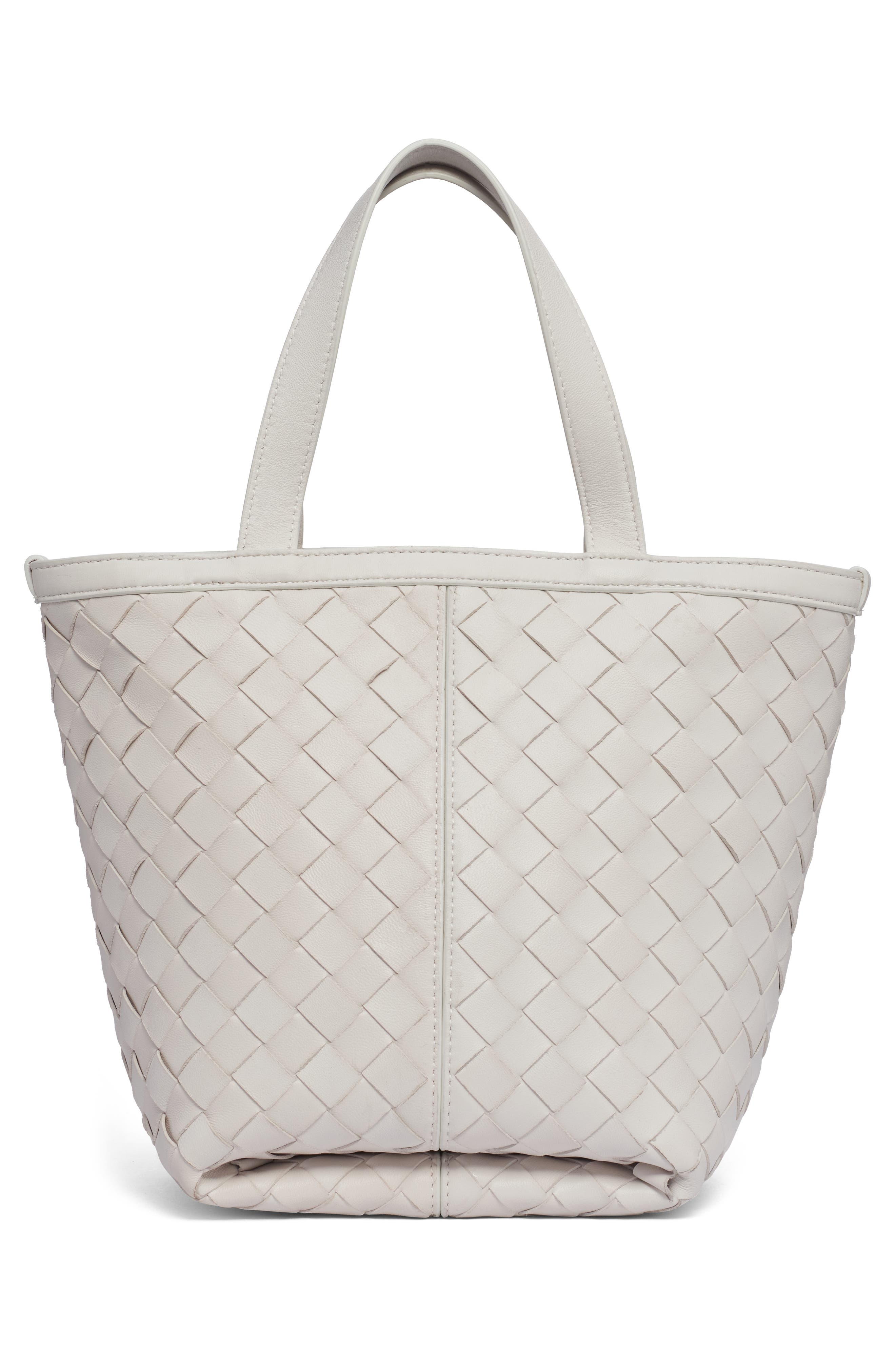 Bottega Veneta Small Intrecciato Flip Flap Leather Tote Bag in 9104 Chalk-M Brass at Nordstrom - 3