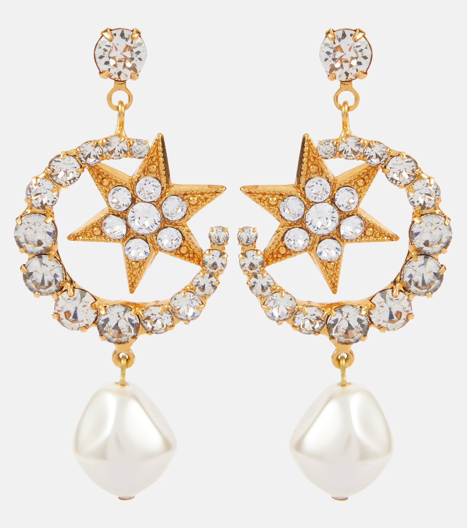 Kepler embellished gold-plated drop earrings - 1