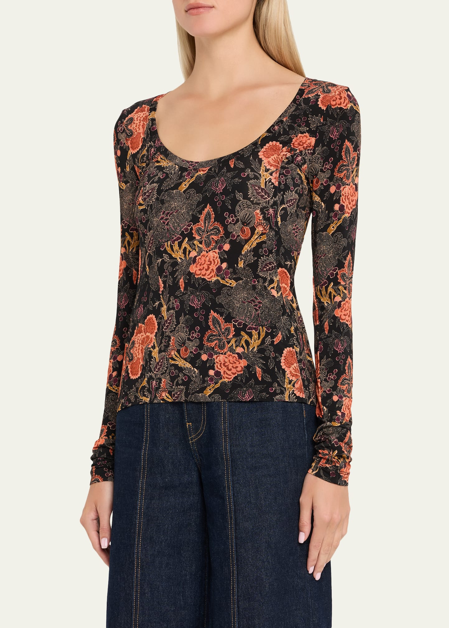 Aris Printed Long-Sleeve Jersey Top - 4