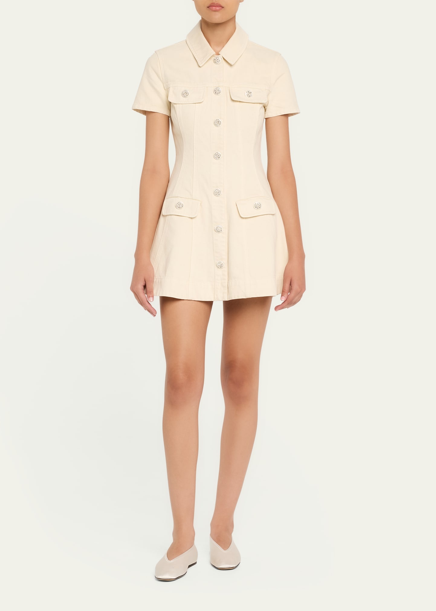 Structured Denim Mini Dress - 2