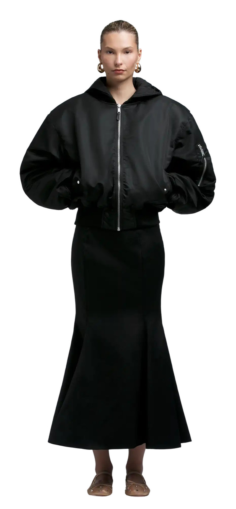 entire studios BURGEON SKIRT BLACK SATEEN outlook