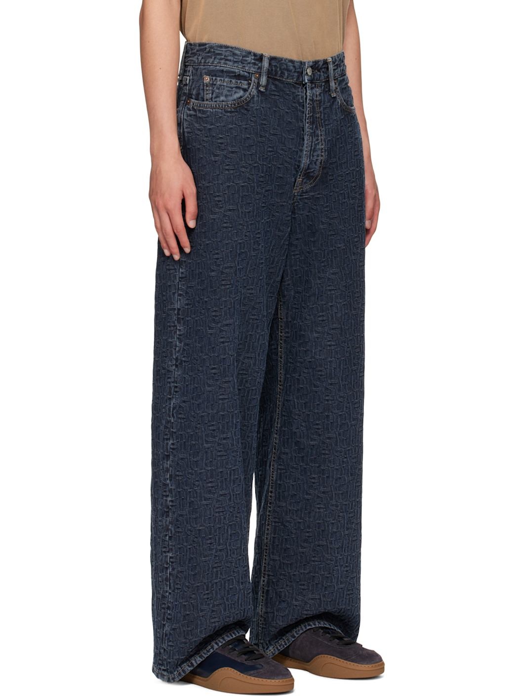Blue Embossed Jeans - 2