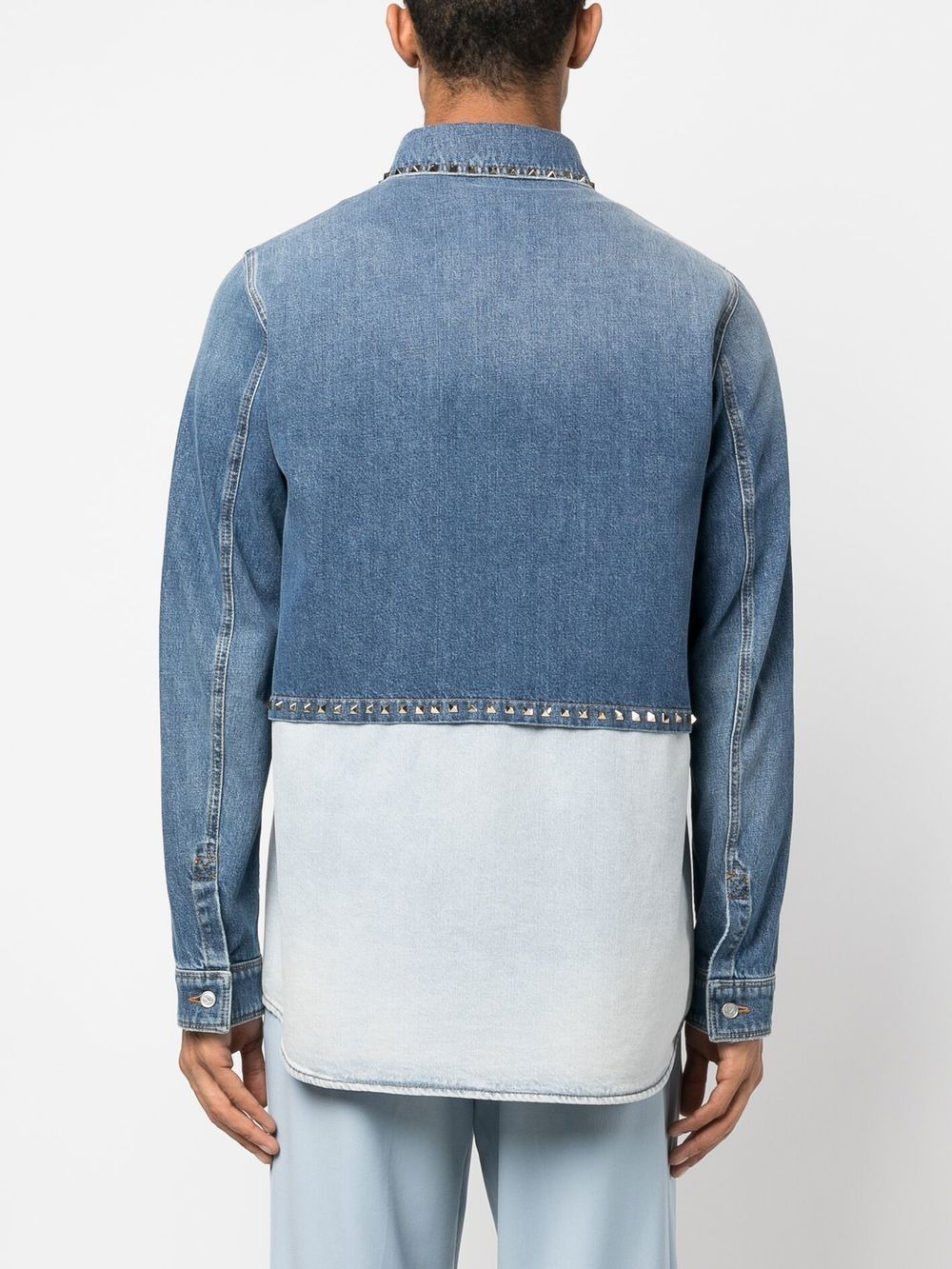 Rockstud layer-design denim shirt - 4