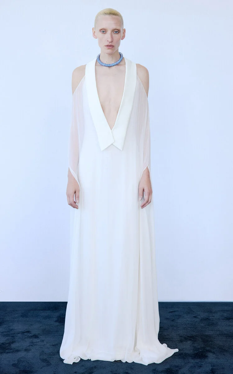 Madonna Sheer Chiffon Gown white - 1