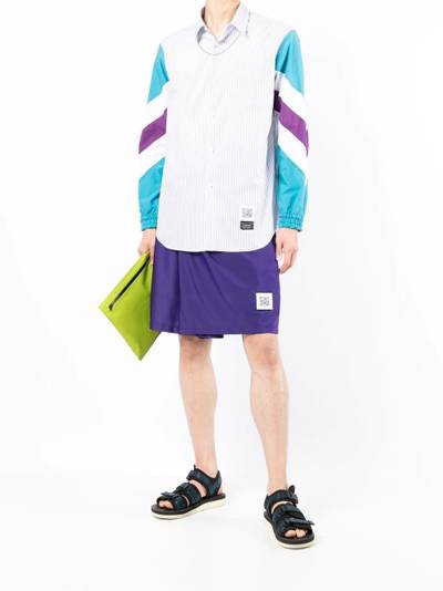 Fumito Ganryu contrast-sleeve striped shirt outlook