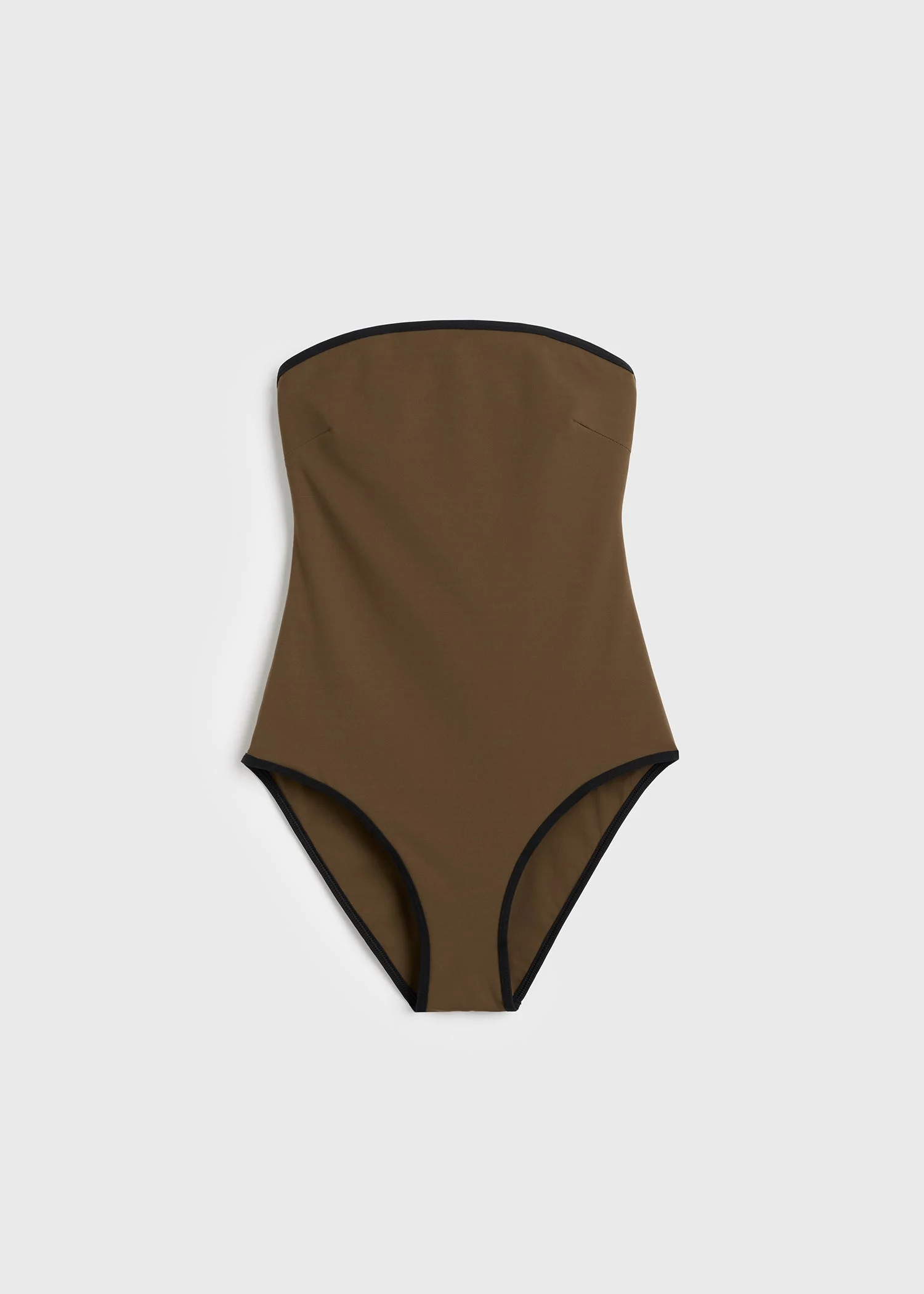 Stripe edge strapless swimsuit walnut - 1