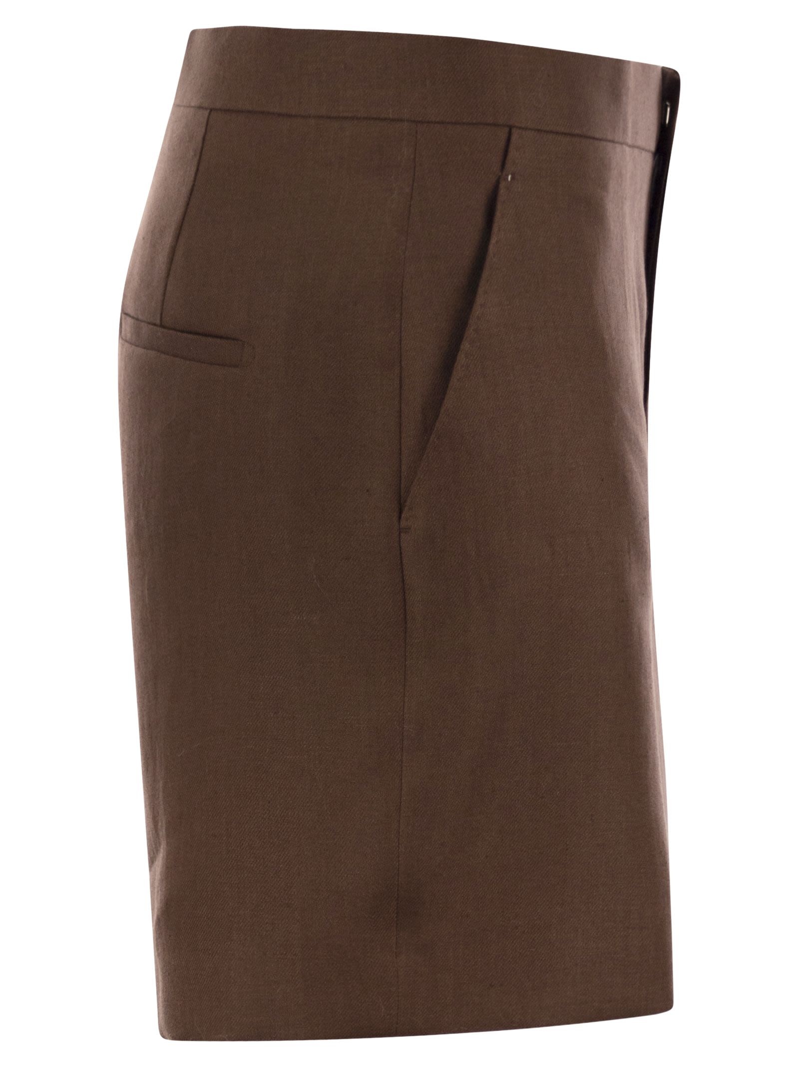 TAGLIATORE - Tagliatore Women Linen Chino Bermuda Shorts - 3