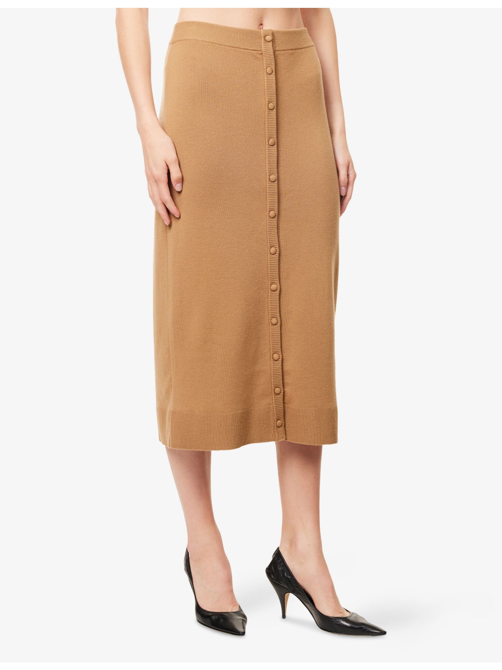 Button-Up Knitted Merino Wool-Blend Midi Skirt - 3
