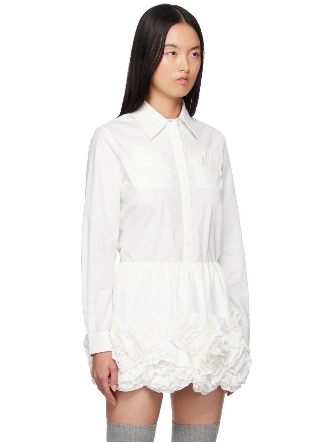 White Pocket Embellished Shirt - 2