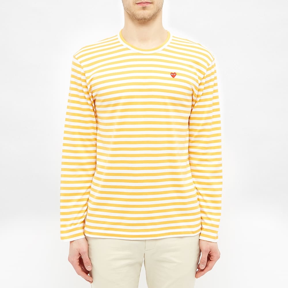 Comme des Garcons Play Little Red Heart Long Sleeve Stripe Tee - 4