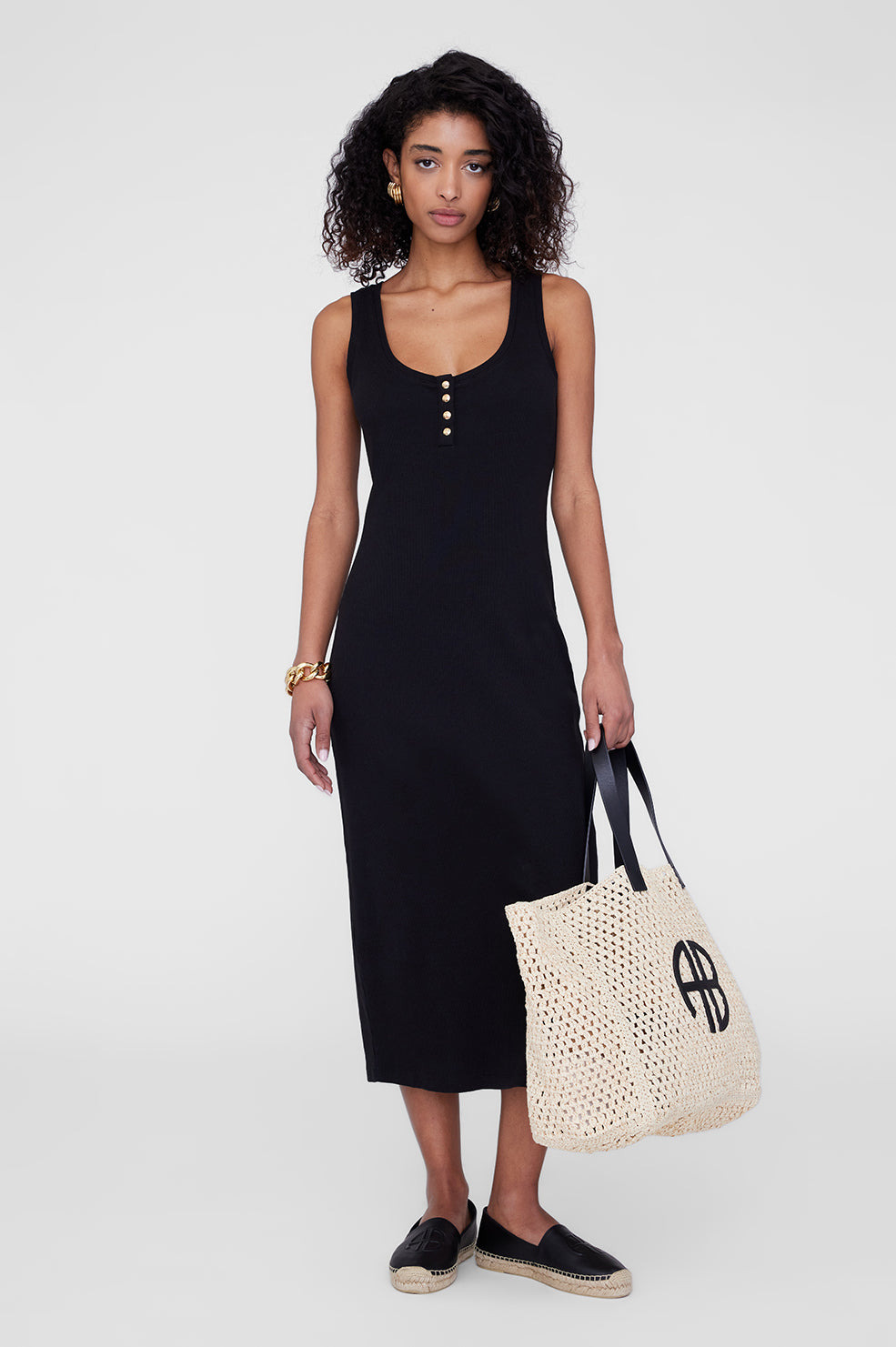 Alessia Tank Midi Dress - Black - 2
